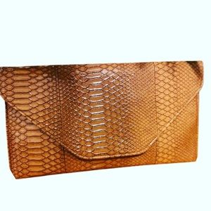 Crocodile Brown Sugar clutch and cross body bag